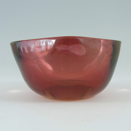 Murano Geode Pink & Amber Sommerso Glass Bowl - Click Image to Close