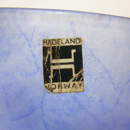 (image for) Hadeland Norwegian Blue Satin Glass Bowl - Labelled - Click Image to Close