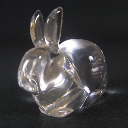 (image for) Hadeland Scandinavian Glass Rabbit Paperweight - Marked - Click Image to Close