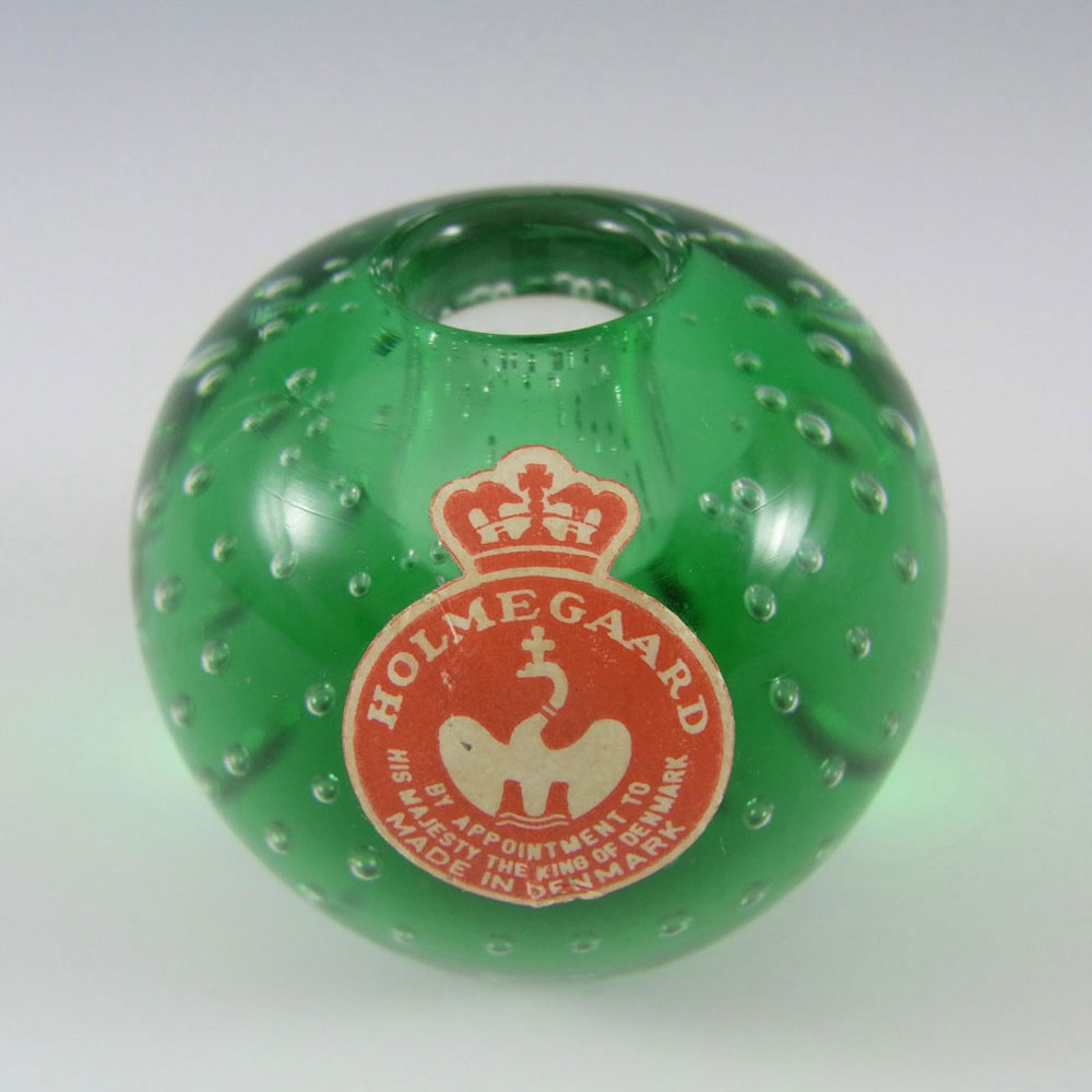 Holmegaard Green Glass 'Bubbles' Candlestick - Labelled - Click Image to Close