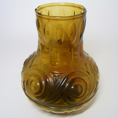 Empoli 1970's Italian Amber Textured Glass Vase - Click Image to Close