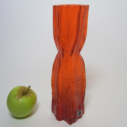 (image for) Lindshammar Swedish Orange Textured Glass Vase - Labelled - Click Image to Close