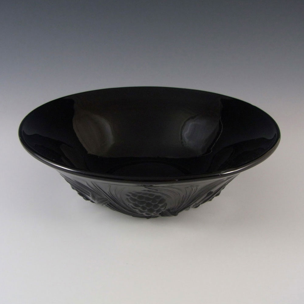 Jobling #5000 Jet Black Art Deco Glass Fircone Bowl - Click Image to Close