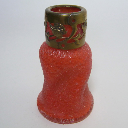 (image for) Kralik Art Nouveau Red Frit Glass 'Overshot'' Vase - Click Image to Close
