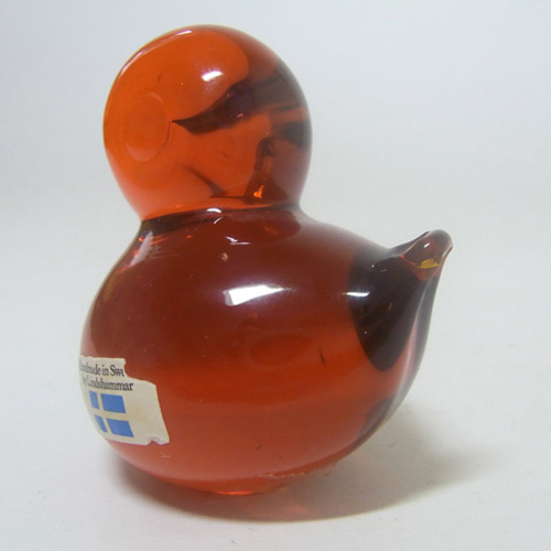(image for) Lindshammar Swedish Orange Glass Bird Paperweight - Labelled - Click Image to Close