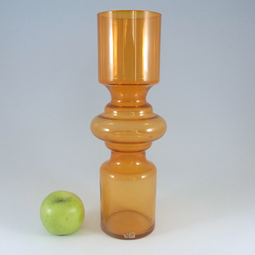 (image for) Lindshammar Gunnar Ander Swedish Orange Glass Vase - Label - Click Image to Close