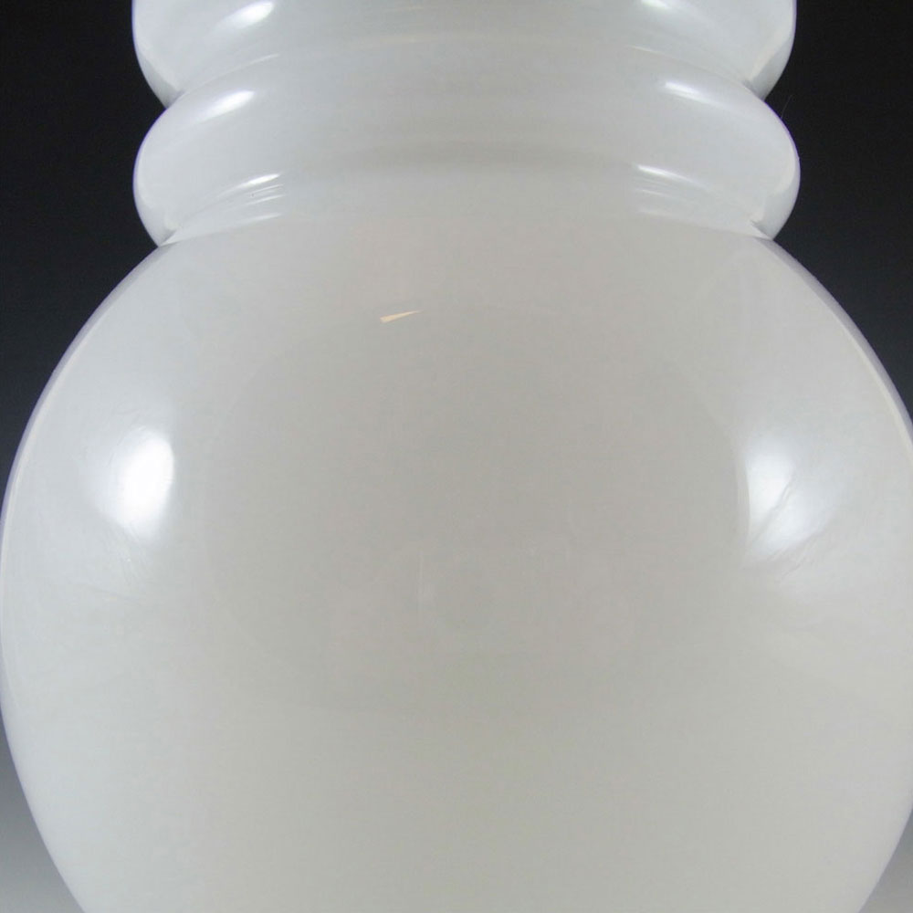 Lindshammar 1970's Swedish White Hooped Cased Glass Vase - Click Image to Close