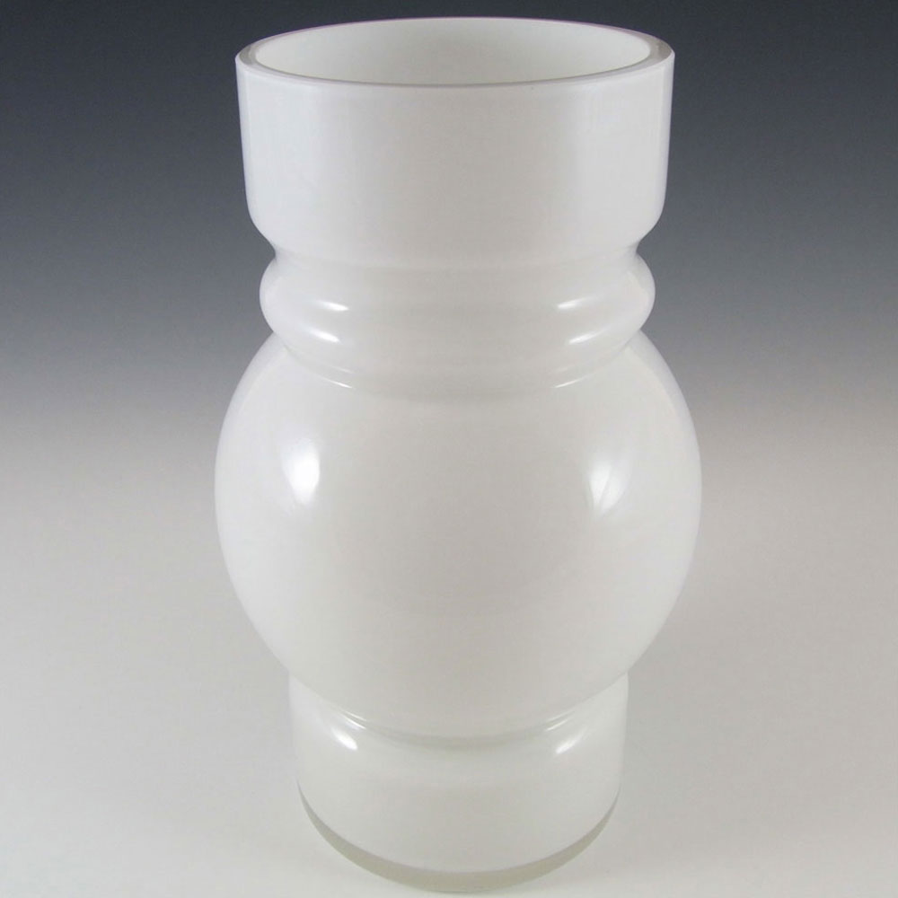 (image for) Lindshammar 1970's Swedish White Hooped Cased Glass Vase - Click Image to Close