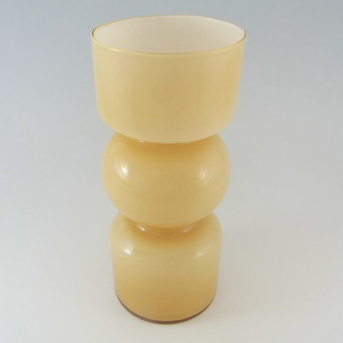 (image for) Empoli Italian 1970's Caramel & Opal White Cased Glass 'Hooped' Vase - Click Image to Close