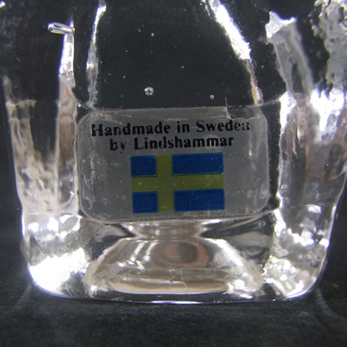 Lindshammar Swedish Glass Moose Paperweight - Labelled - Click Image to Close