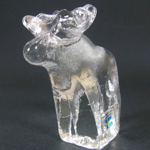 (image for) Lindshammar Swedish Glass Moose Paperweight - Labelled - Click Image to Close