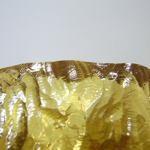 Davidson 70s British Amber Bark Textured Glass "Luna" Bowl - Click Image to Close