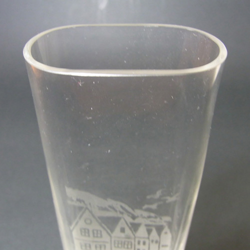 (image for) Magnor Norwegian Glass Etched Fish Market Vase - Label - Click Image to Close