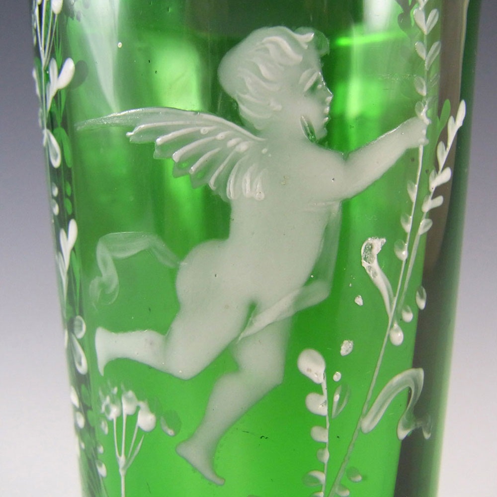 (image for) Mary Gregory Bohemian Hand Enamelled Green Glass Tumbler - Click Image to Close