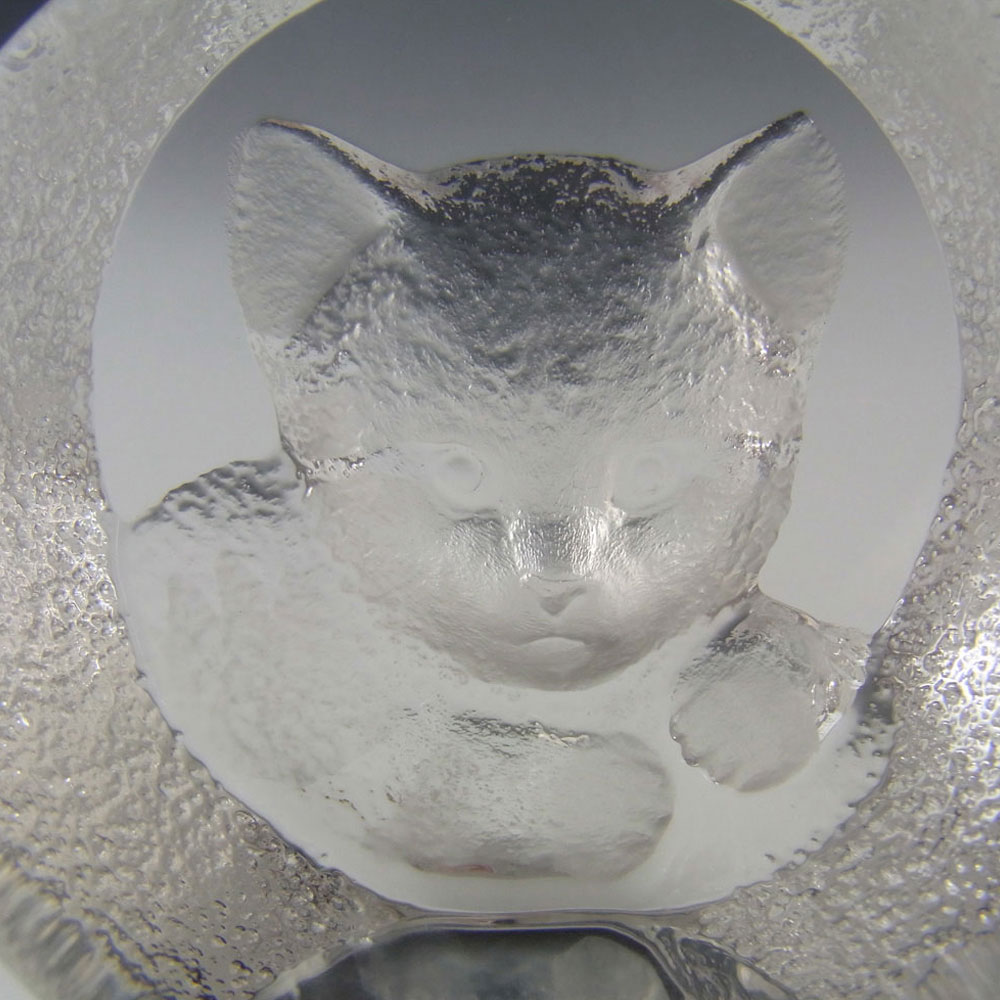 (image for) Mats Jonasson #9176 Glass Cat Paperweight - Signed - Click Image to Close