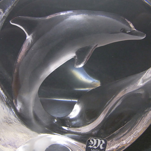 Mats Jonasson #3523 Glass Dolphin Paperweight - Signed - Click Image to Close