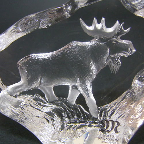 Mats Jonasson #88130 Glass Moose Paperweight - Boxed - Click Image to Close
