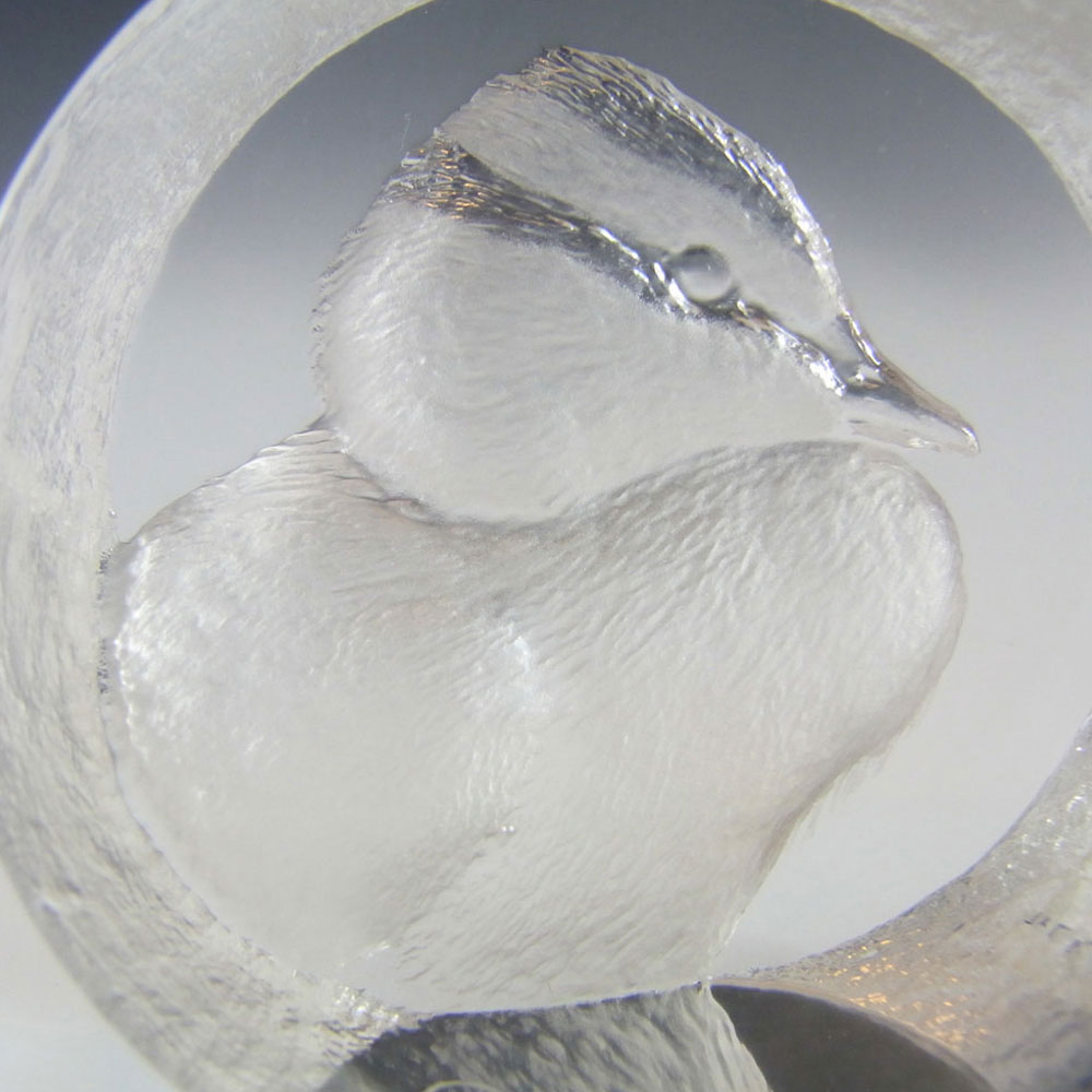 Mats Jonasson Glass Bird Paperweight - Signed + Labelled - Click Image to Close