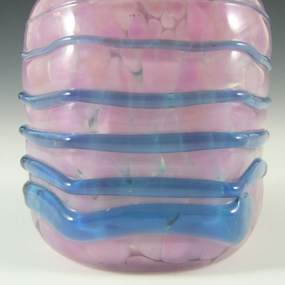 Mdina Trailed Maltese Pink & Blue Speckled Glass Vase - Click Image to Close