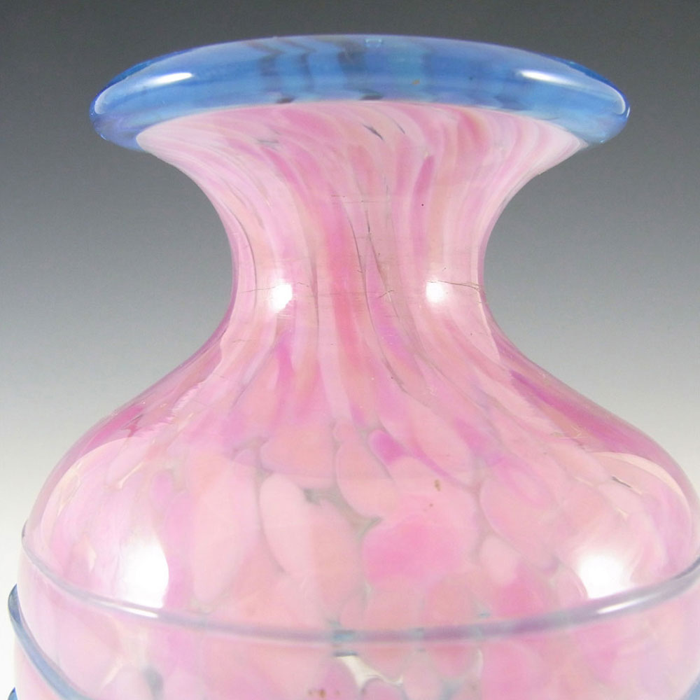 Mdina Trailed Maltese Pink & Blue Speckled Glass Vase - Click Image to Close