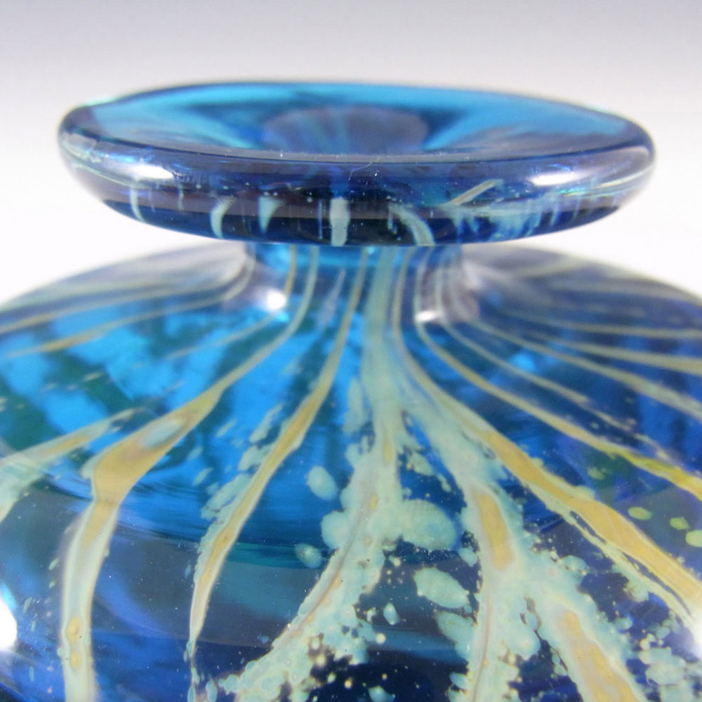 (image for) Mdina 'Roman' Maltese Vintage Blue & Yellow Glass Squat Vase - Click Image to Close