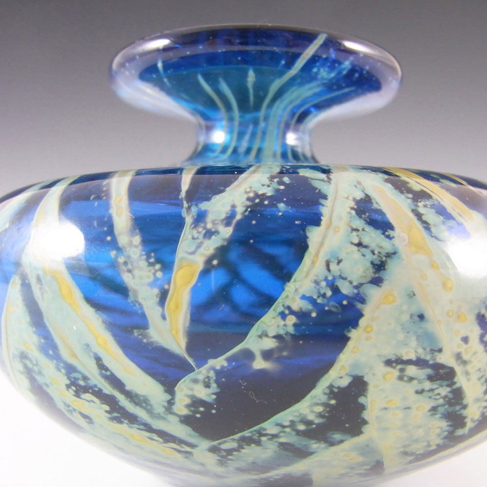 (image for) Mdina 'Roman' Maltese Vintage Blue & Yellow Glass Squat Vase - Click Image to Close