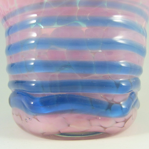 Mdina Trailed Maltese Pink & Blue Glass Vase - Signed - Click Image to Close