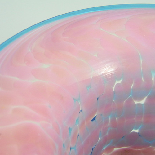 (image for) Mdina Trailed Maltese Pink & Blue Glass Vase - Signed - Click Image to Close