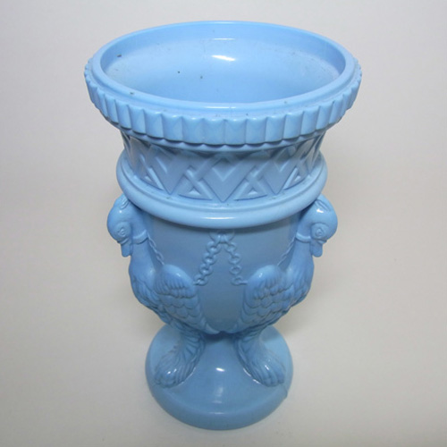 Edward Moore Victorian Blue Milk Glass Griffins Vase - Click Image to Close