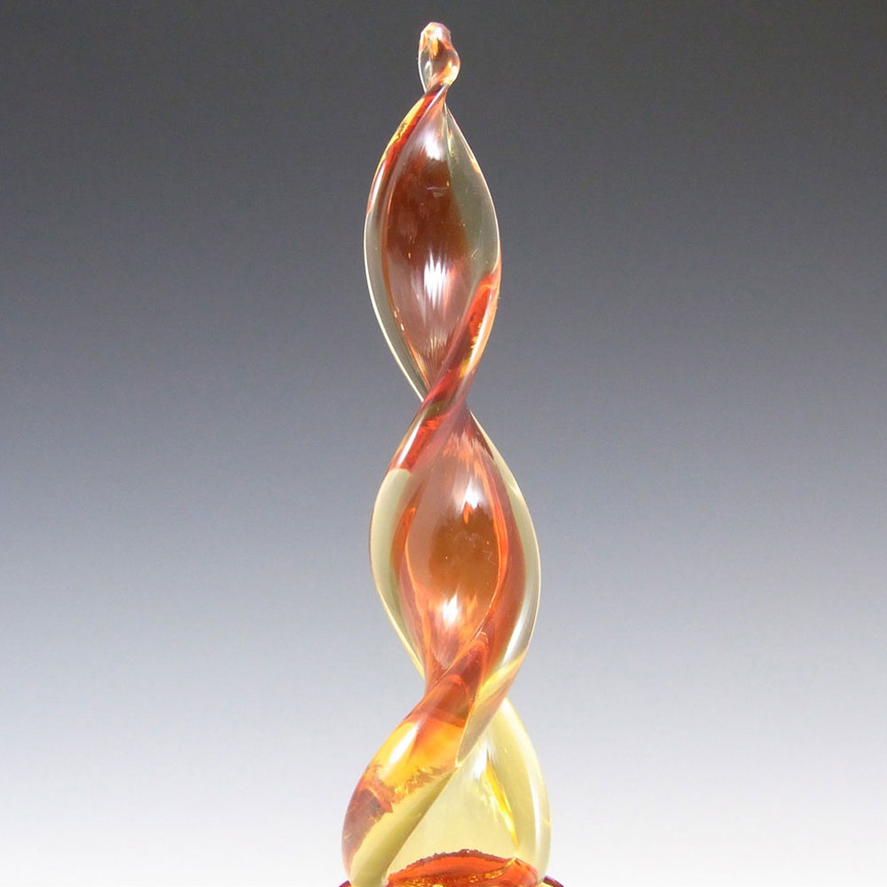 Murano Red + Amber Sommerso Glass Decorative Bottle - Click Image to Close