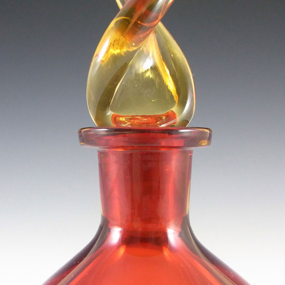 (image for) Murano Red + Amber Sommerso Glass Decorative Bottle - Click Image to Close