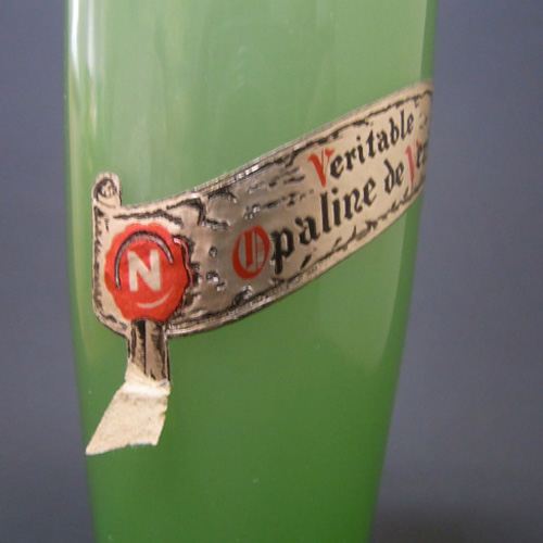(image for) V Nason Green Opalescent Murano Glass Labelled Vase - Click Image to Close