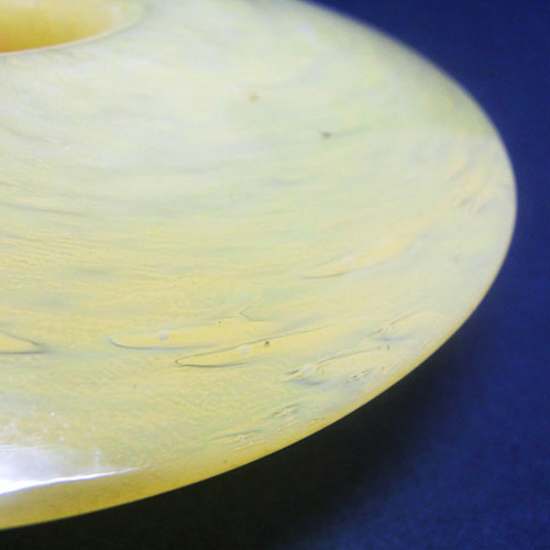 Nazeing Clouded Mottled Yellow Bubble Glass Posy Bowl - Click Image to Close