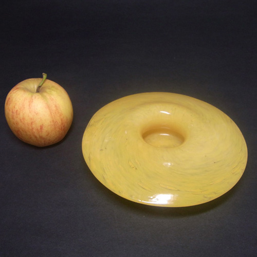 Nazeing Clouded Mottled Yellow Bubble Glass Posy Bowl - Click Image to Close
