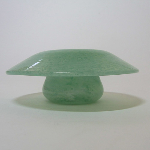 Nazeing Clouded Mottled Green Bubble Glass Posy Bowl - Click Image to Close