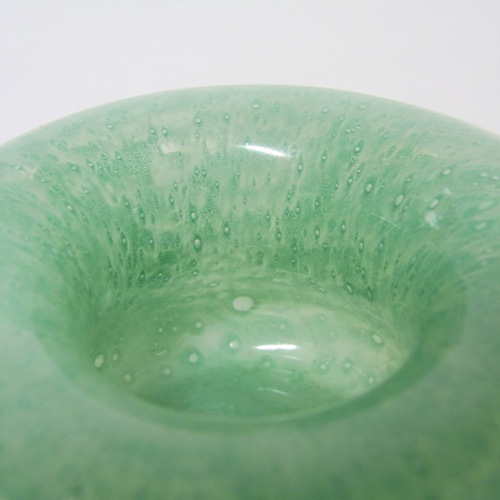 Nazeing Clouded Mottled Green Bubble Glass Posy Bowl - Click Image to Close