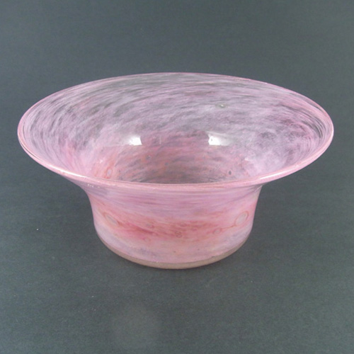 (image for) Nazeing Large Clouded Mottled Pink Bubble Glass Bowl 84/1 - Click Image to Close