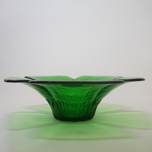 Nazeing British Green Glass 'Wild Rose' Bowl - Labelled - Click Image to Close