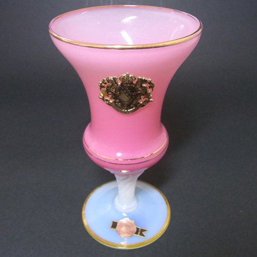 Italian Empoli Pink + Opalescent Glass Vase - Labelled - Click Image to Close