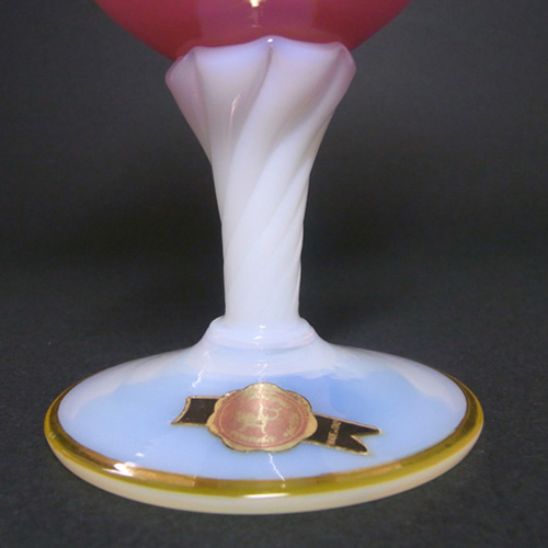 (image for) Italian Empoli Pink + Opalescent Glass Vase - Labelled - Click Image to Close