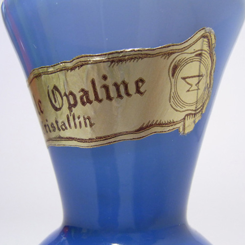 French Blue Glass 'Veritable Opaline de Cristallin' Vase - Click Image to Close