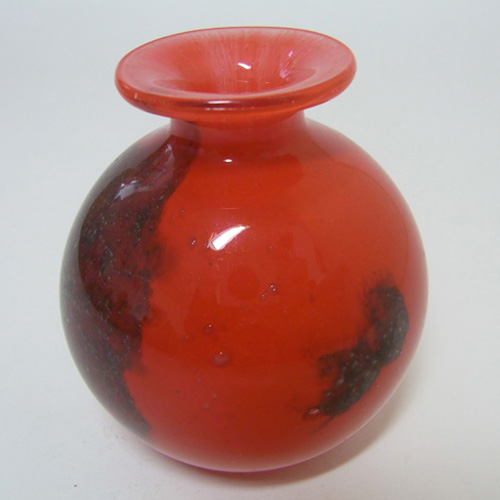(image for) Phoenician Maltese Red + Grey Glass Vase - Signed - Click Image to Close