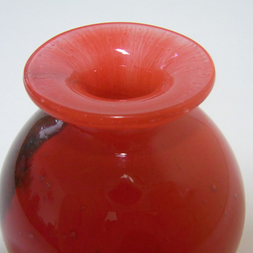 Phoenician Maltese Red + Grey Glass Vase - Signed - Click Image to Close