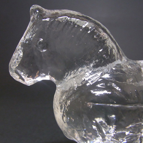 Pukeberg Swedish Glass Horse Paperweight - Labelled - Click Image to Close