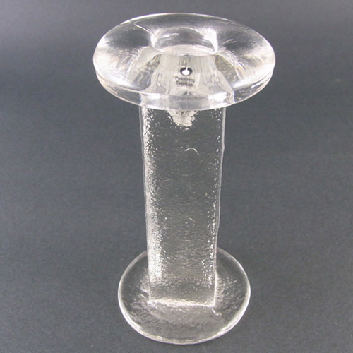 Pukeberg Swedish Textured Glass Candlestick - Labelled - Click Image to Close