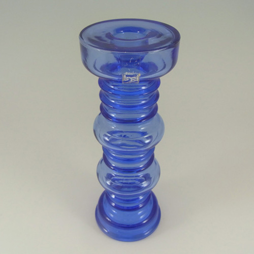 (image for) Riihimaki #1964 Riihimaen Blue Glass 'Carmen' Candlestick - Click Image to Close