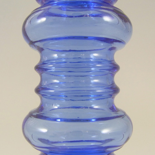 Riihimaki #1964 Riihimaen Blue Glass 'Carmen' Candlestick - Click Image to Close