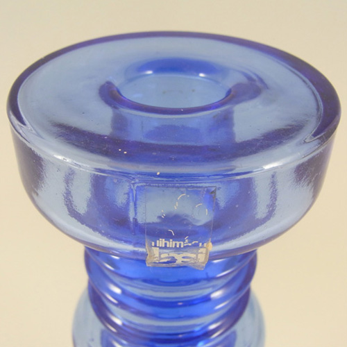 (image for) Riihimaki #1964 Riihimaen Blue Glass 'Carmen' Candlestick - Click Image to Close