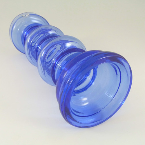 Riihimaki #1964 Riihimaen Blue Glass 'Carmen' Candlestick - Click Image to Close