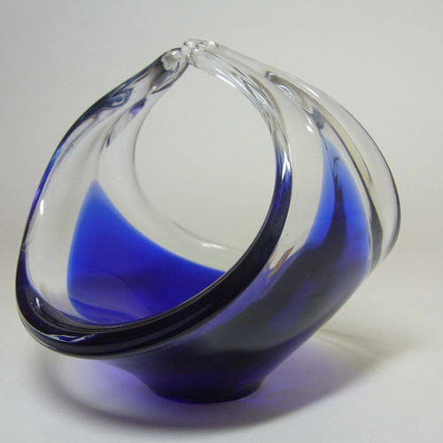 Ryd 1970's Swedish Blue Cased Glass Bowl - Labelled - Click Image to Close